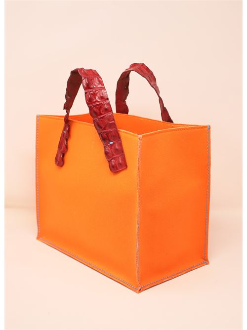 Orange bag with crocodile handles Laboratorio Capri | GRETAARANCIOROSSO
